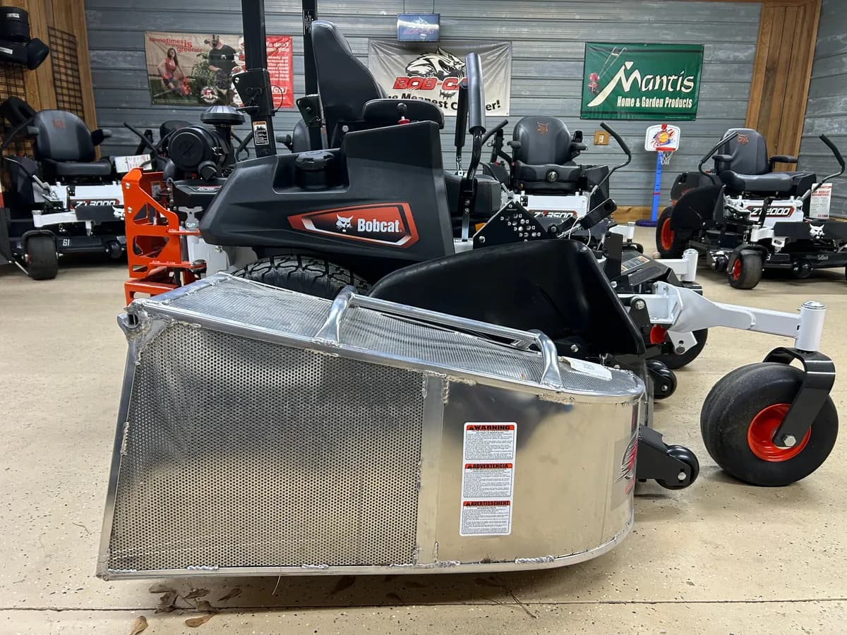 Bobcat mower with grass catcher attachment